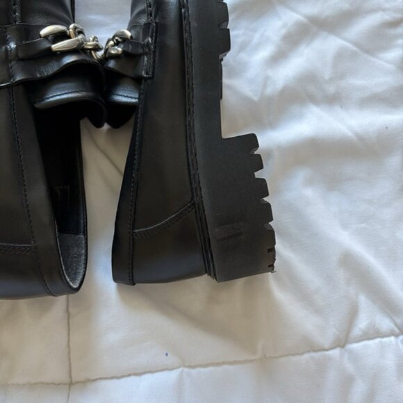 IRIS &INK Womens Chunky Chain Grunge Punk Preppy Casual Edgy Loafers 40 Black - Picture 9 of 12